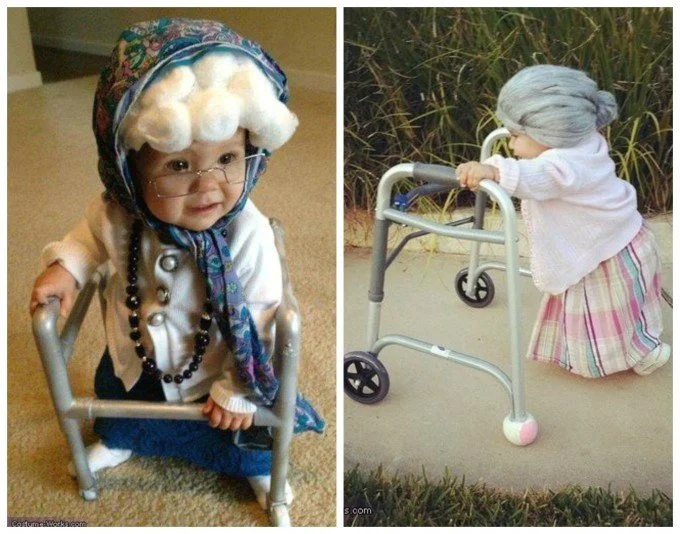 Old Lady Grandma Baby Costume....these are the BEST Homemade Halloween Costumes for Babies & Kids!